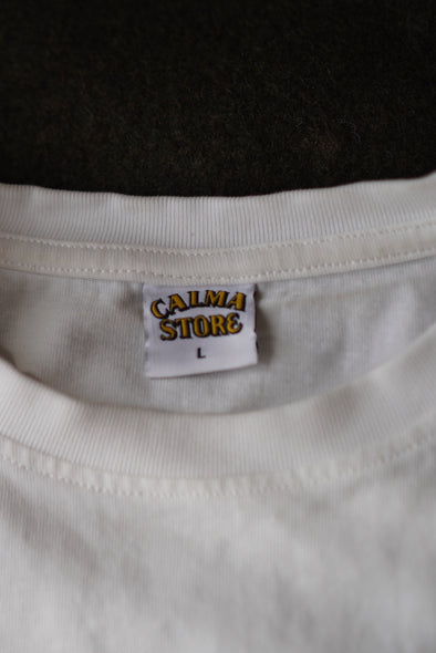 CALMA STORE MAIN LOGO organic heavy weight cotton T white ONLINE 限定