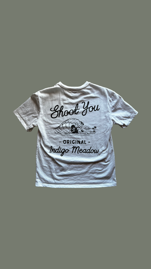 Indigo meadow organic heavy weight cotton T white shoot you