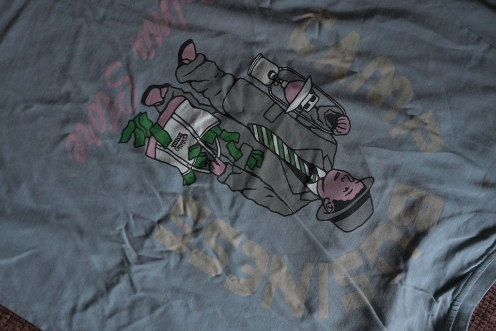'26SS ORGANIC COTTON T "CAMP BUSINESS" BLUE